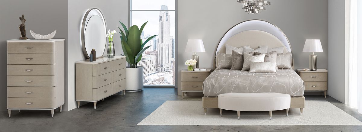 AICO Eclipse Cal King Upholstered Bed in Moonlight - Luxury Home Furniture (MI)