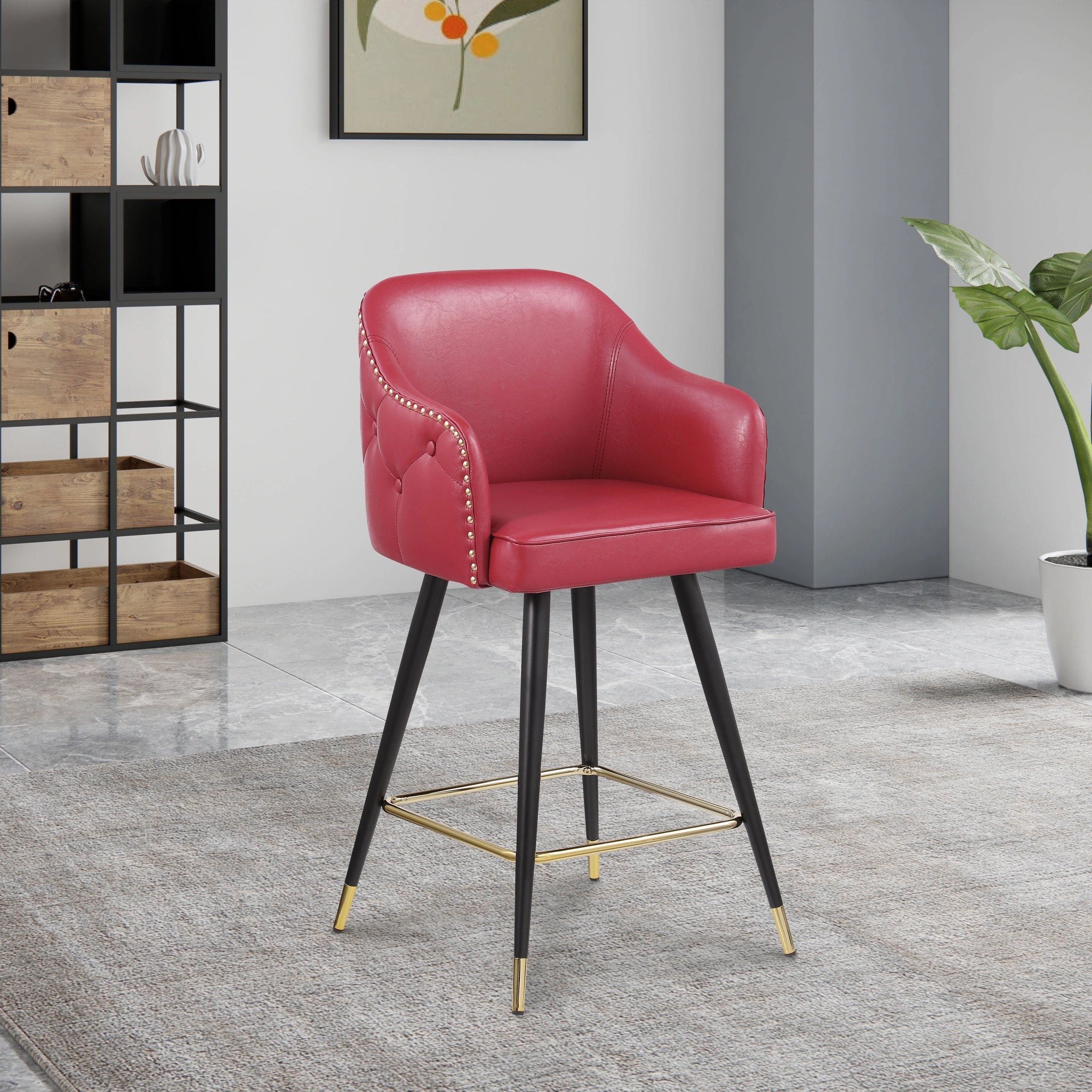 Barbosa Red Faux Leather Counter/Bar Stool