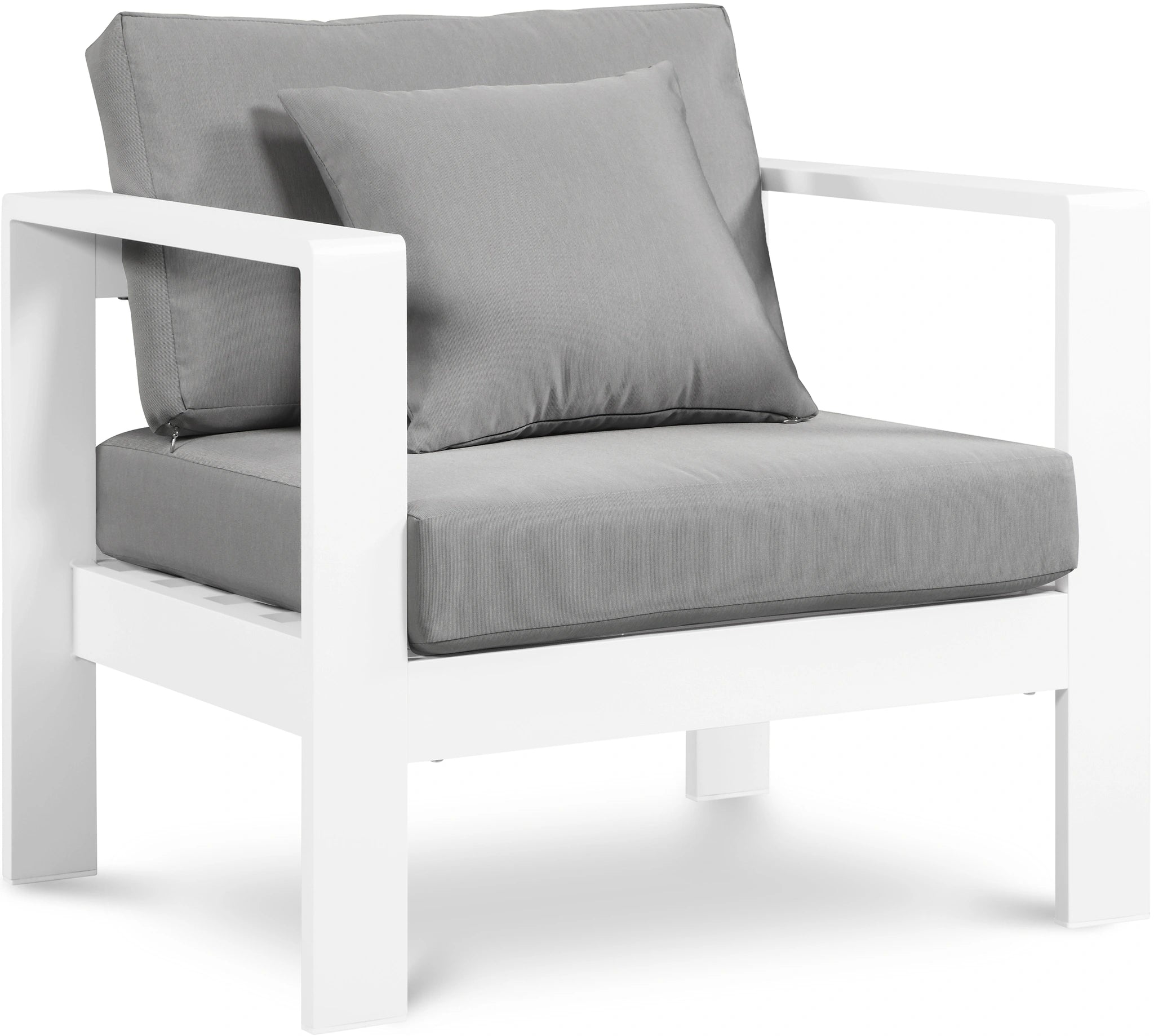 Nizuc Grey Waterproof Fabric Outdoor Patio Aluminum Arm Chair