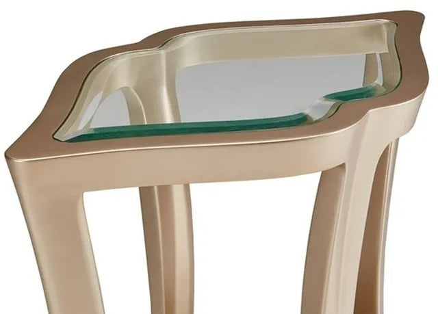 AICO Malibu Crest End Table w/Glass in Chardonnay - Luxury Home Furniture (MI)