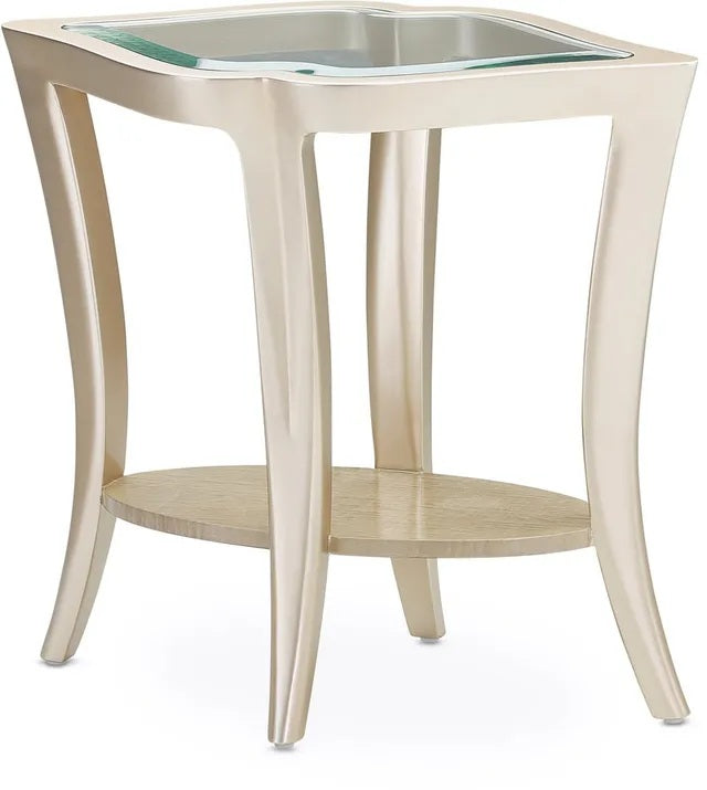 AICO Malibu Crest End Table w/Glass in Chardonnay - Luxury Home Furniture (MI)