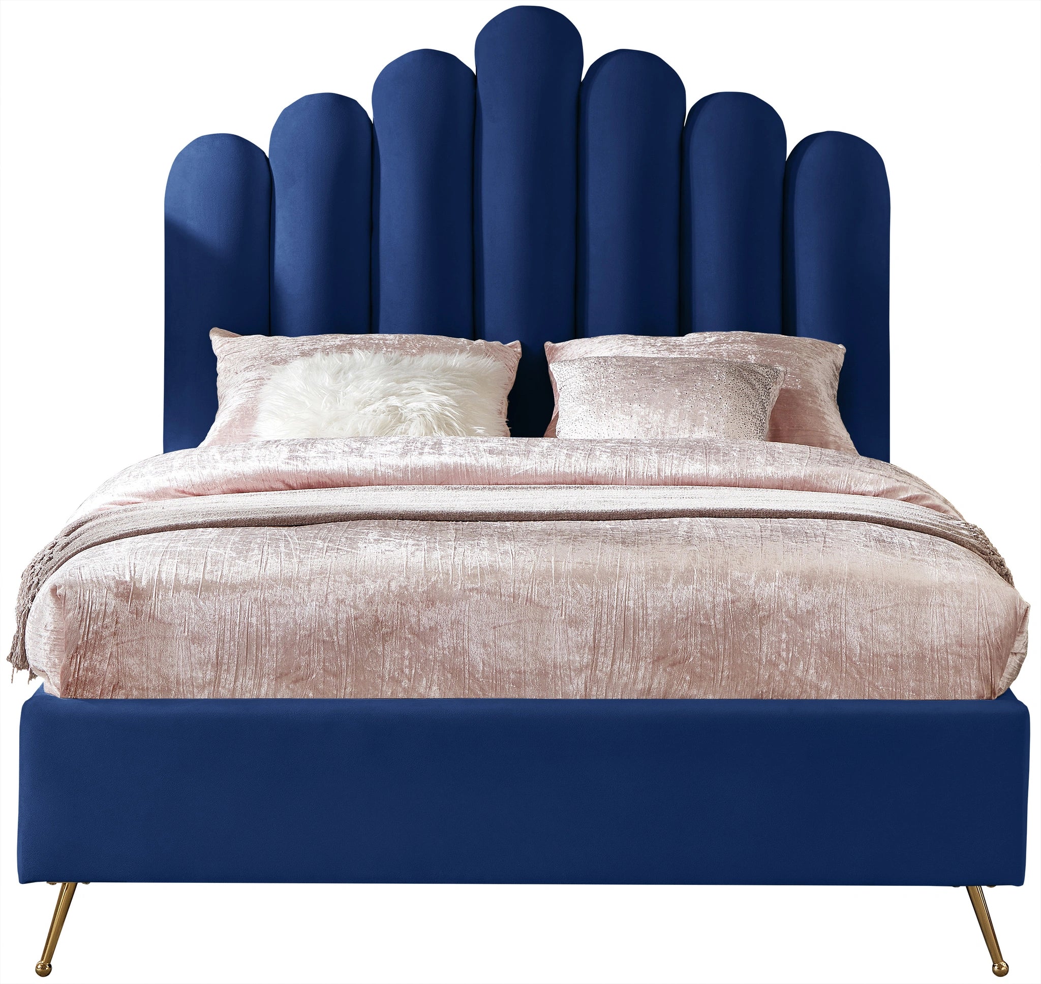 Lily Navy Velvet Full Bed