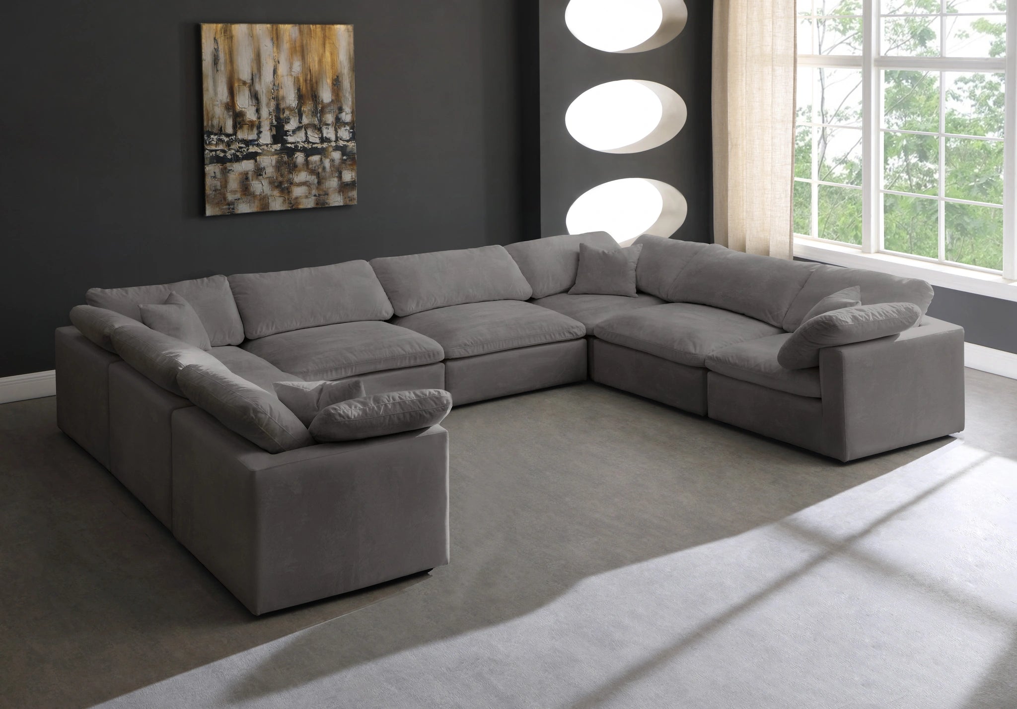 Cozy Grey Velvet Cloud Modular Sectional