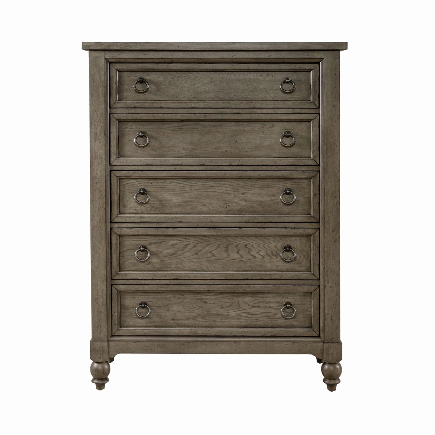 Americana Farmhouse 5 Drawer Chest in Dusty Taupe and Black image