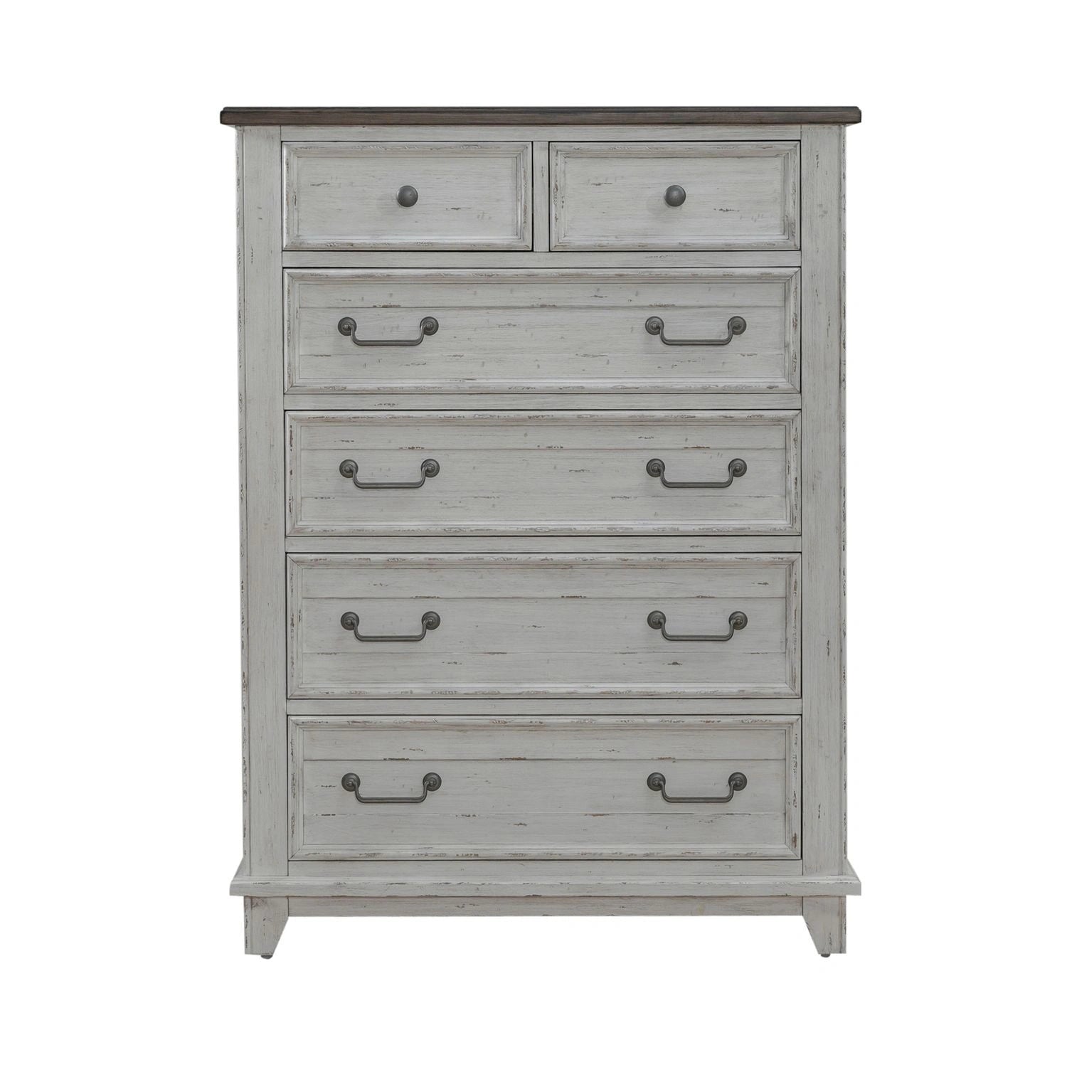 River Place 6 Drawer Chest in Riverstone White and Tobacco image