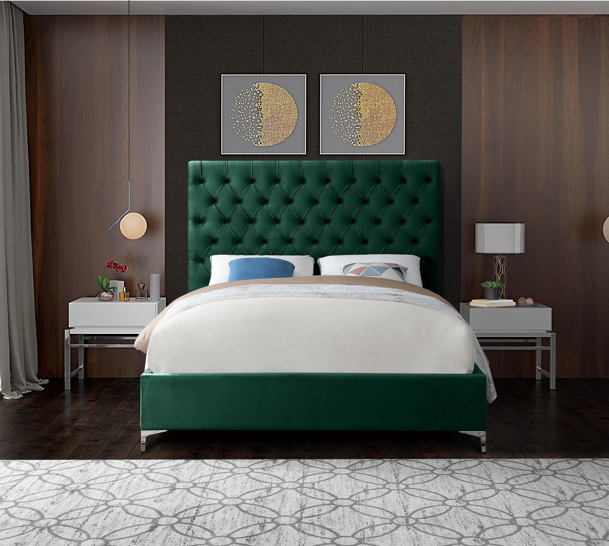 Cruz Green Velvet Full Bed