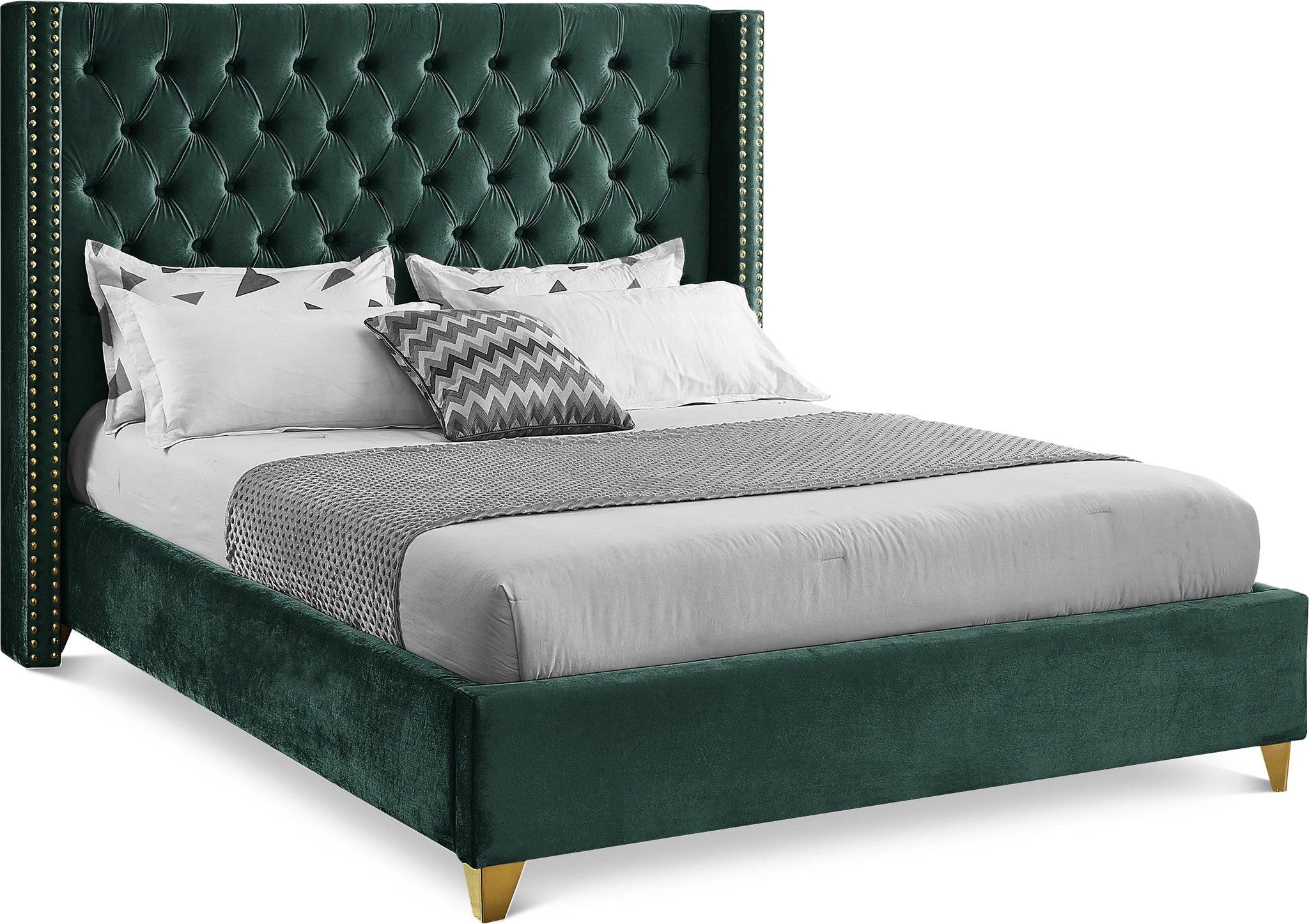 Barolo Green Velvet Full Bed