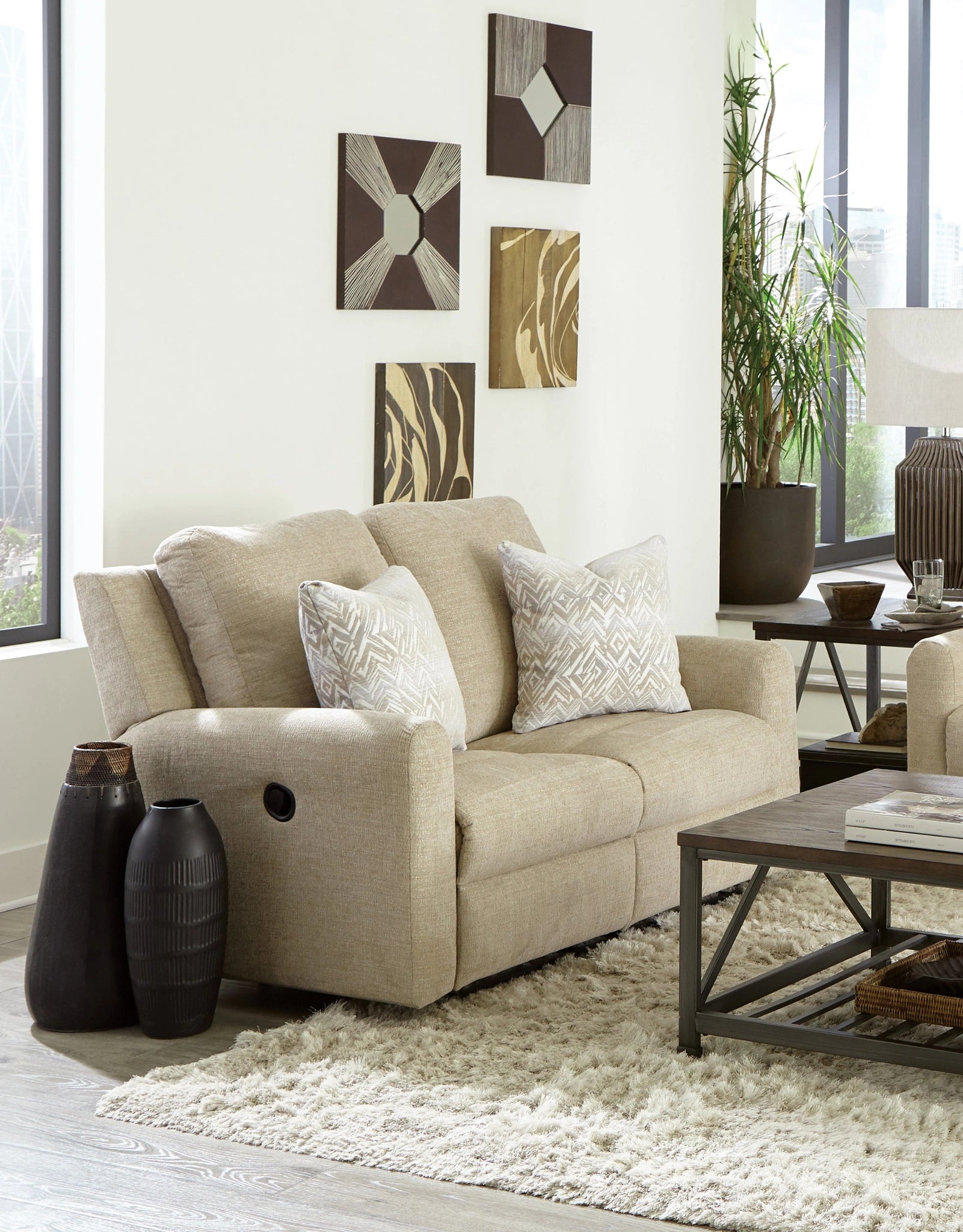 Catnapper Calvin Power Reclining Loveseat in Putty/Sand 61632