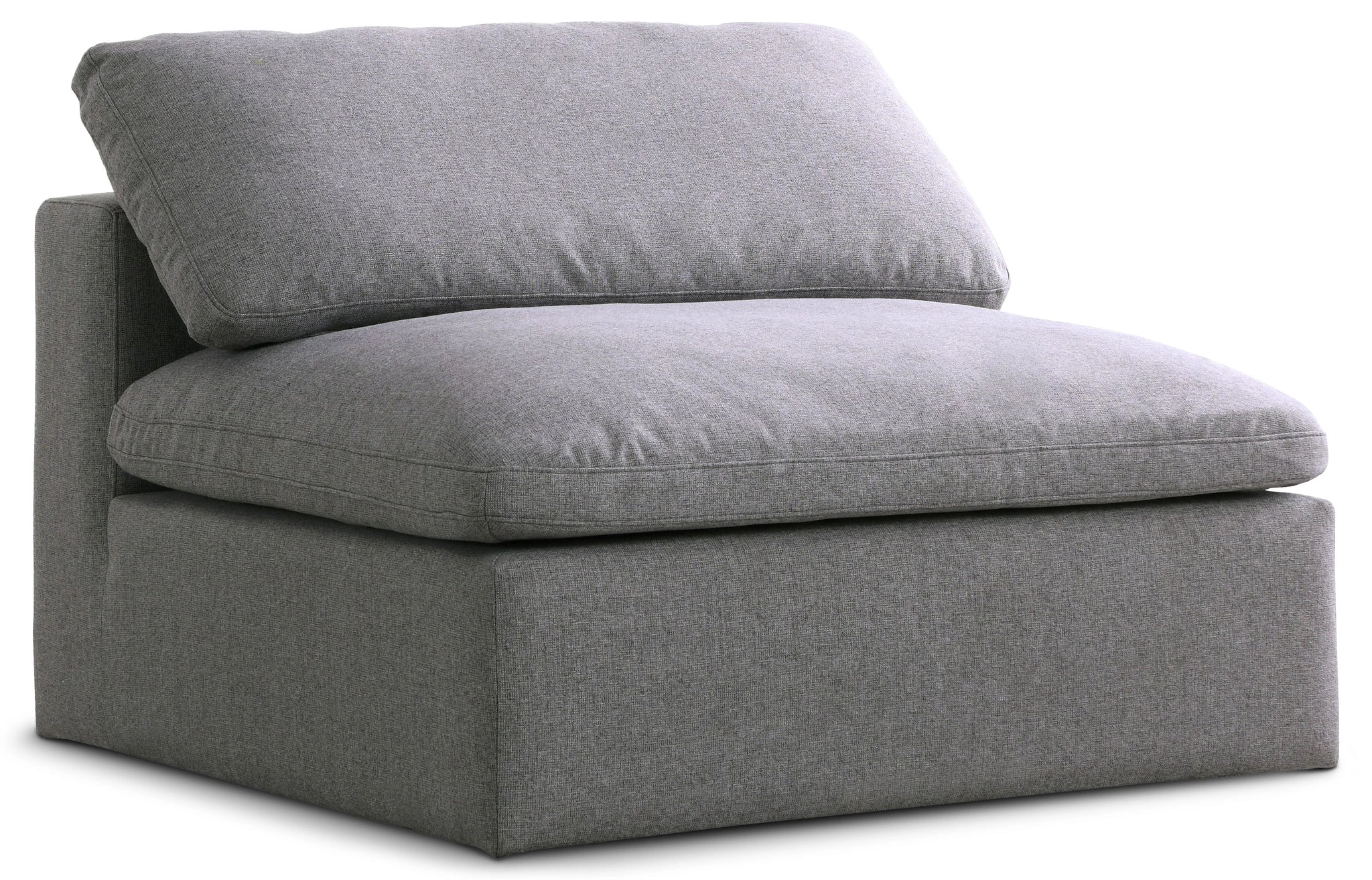 Serene Grey Linen Fabric Deluxe Cloud Armless Chair