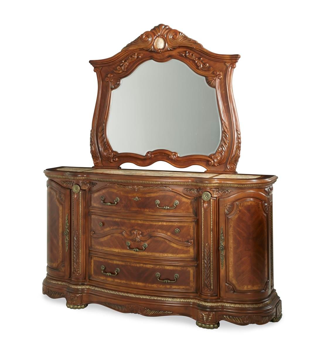 AICO Cortina Mirror in Honey Walnut - Luxury Home Furniture (MI)