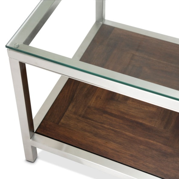 AICO Furniture Diversey End Table with Glass Top - Luxury Home Furniture (MI)