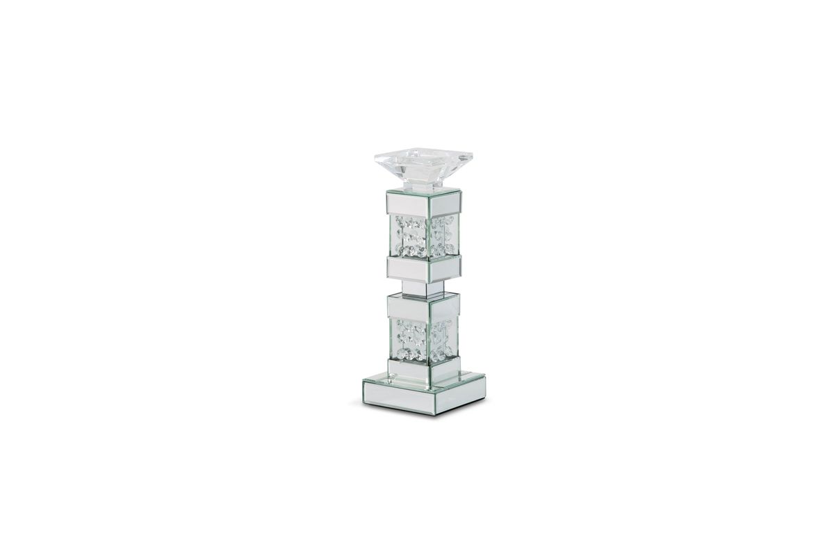 AICO Montreal Mirrored/Crystal Candle Holders, Short (2/pack)
