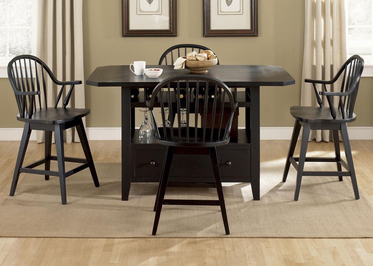 Liberty Furniture Hearthstone Windsor Back Arm Chair in Black (Set of 2) - Luxury Home Furniture (MI)