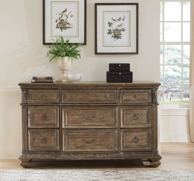 Liberty Furniture Carlisle Court 9 Drawer Dresser in Chestnut with Dusty Wax - Luxury Home Furniture (MI)