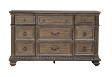 Liberty Furniture Carlisle Court 9 Drawer Dresser in Chestnut with Dusty Wax