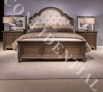 Liberty Furniture Paradise Valley Cal King Upholstered Bed in Saddle Brown - Luxury Home Furniture (MI)