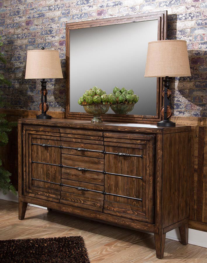 Aico Carrollton Sideboard Mirror in Rustic Ranch - Luxury Home Furniture (MI)