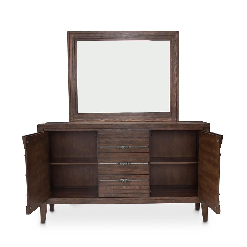 Aico Carrollton Sideboard Mirror in Rustic Ranch - Luxury Home Furniture (MI)