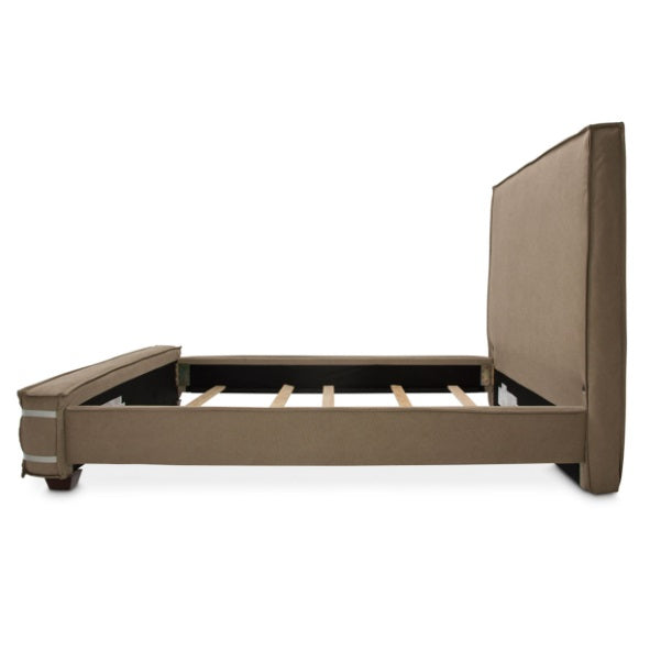 AICO Furniture Penninsula Queen Upholstered Bed in Khaki - Luxury Home Furniture (MI)