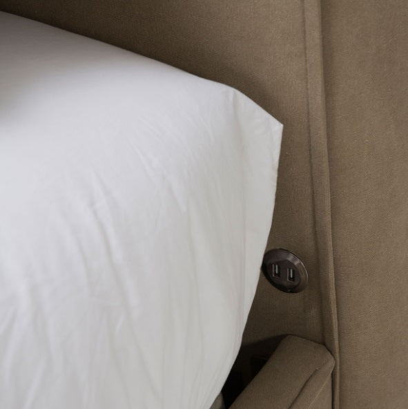 AICO Furniture Penninsula Queen Upholstered Bed in Khaki - Luxury Home Furniture (MI)