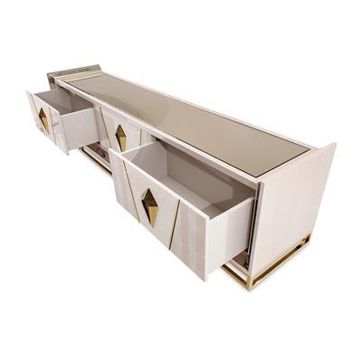 AICO Carmela Media Cabinet in Shimmer Ivory - Luxury Home Furniture (MI)