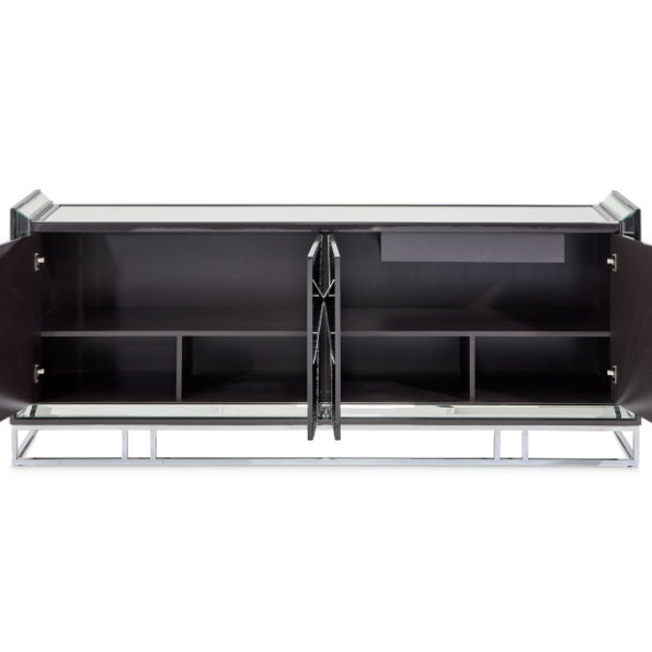 AICO Furniture Carmela Console Table in Glossy Charcoal Sand - Luxury Home Furniture (MI)