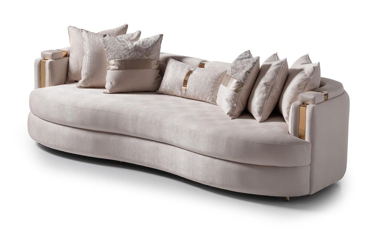 AICO Carmela Mansion Sofa in Shimmer Ivory - Luxury Home Furniture (MI)