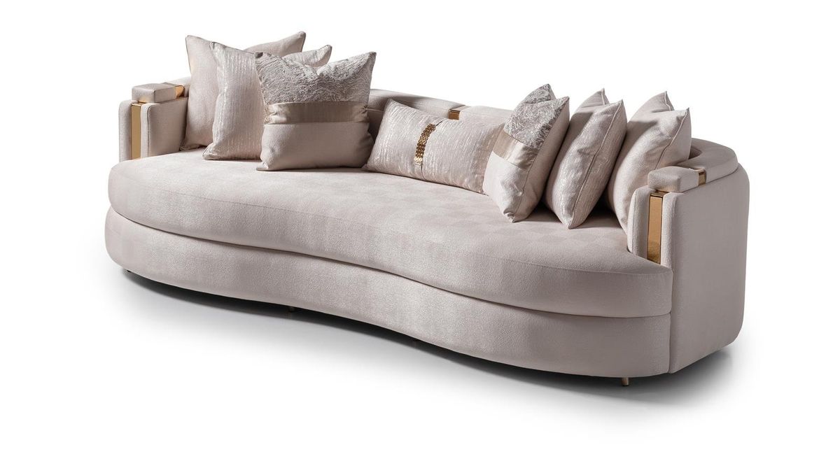 AICO Carmela Mansion Sofa in Shimmer Ivory - Luxury Home Furniture (MI)