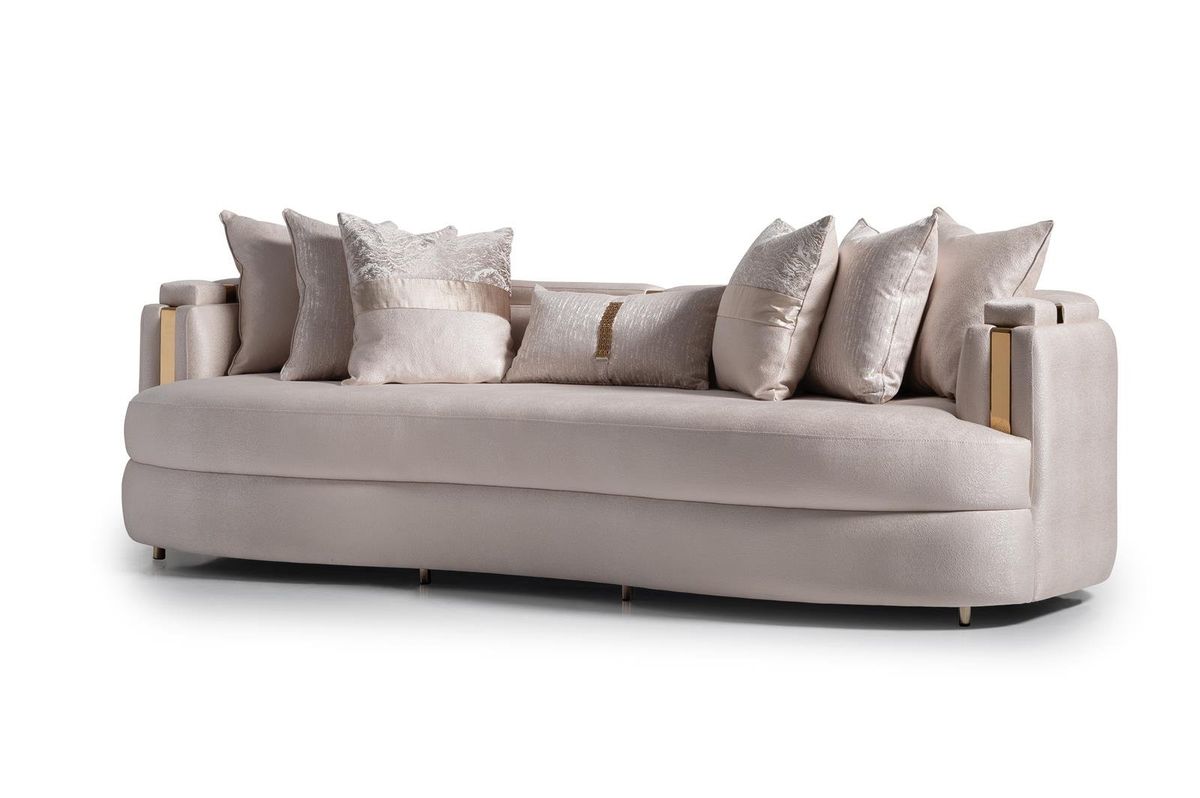 AICO Carmela Mansion Sofa in Shimmer Ivory - Luxury Home Furniture (MI)