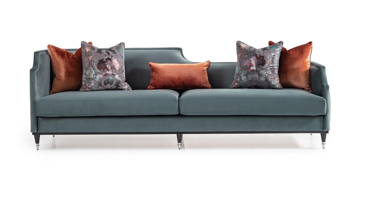 AICO La Francaise Mansion Sofa in Azure/Black - Luxury Home Furniture (MI)