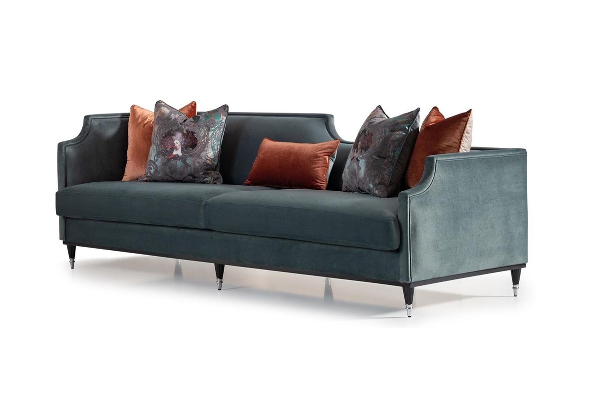AICO La Francaise Mansion Sofa in Azure/Black - Luxury Home Furniture (MI)