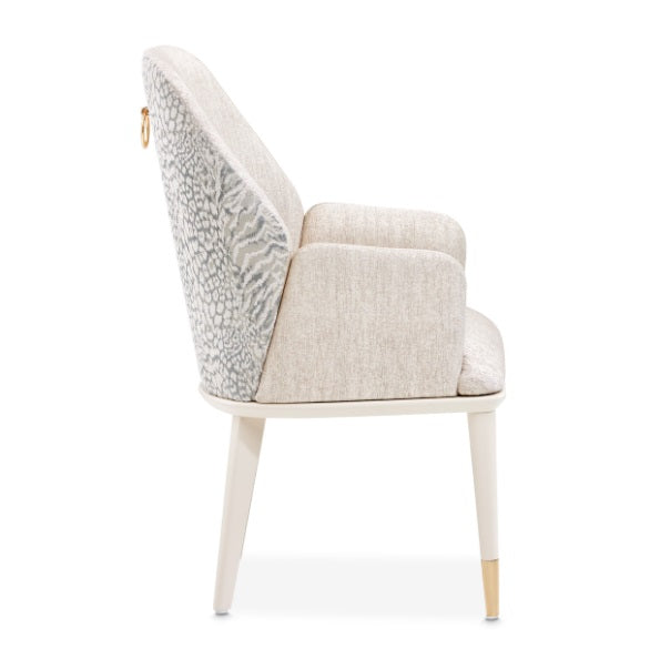 AICO Furniture Lisbon Arm Chair in Silken Matte Cream - Luxury Home Furniture (MI)