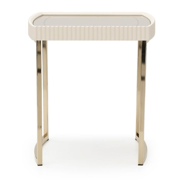 AICO Furniture Lisbon Side Table in Silken Matte Cream - Luxury Home Furniture (MI)