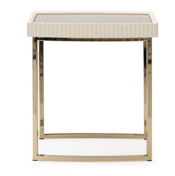 AICO Furniture Lisbon Side Table in Silken Matte Cream - Luxury Home Furniture (MI)