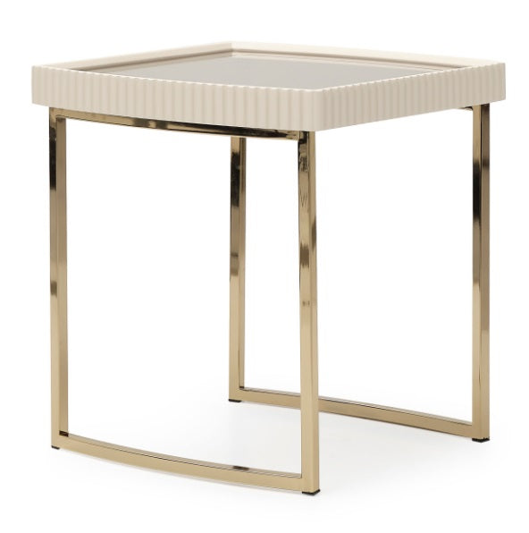 AICO Furniture Lisbon Side Table in Silken Matte Cream - Luxury Home Furniture (MI)