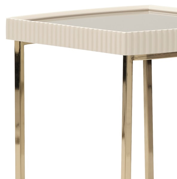 AICO Furniture Lisbon Side Table in Silken Matte Cream - Luxury Home Furniture (MI)