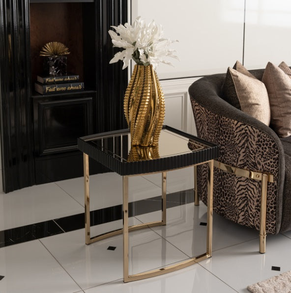 AICO Furniture Lisbon Side Table in Silken Matte Black - Luxury Home Furniture (MI)