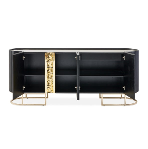 AICO Furniture Lisbon Console Table in Silken Matte Black - Luxury Home Furniture (MI)