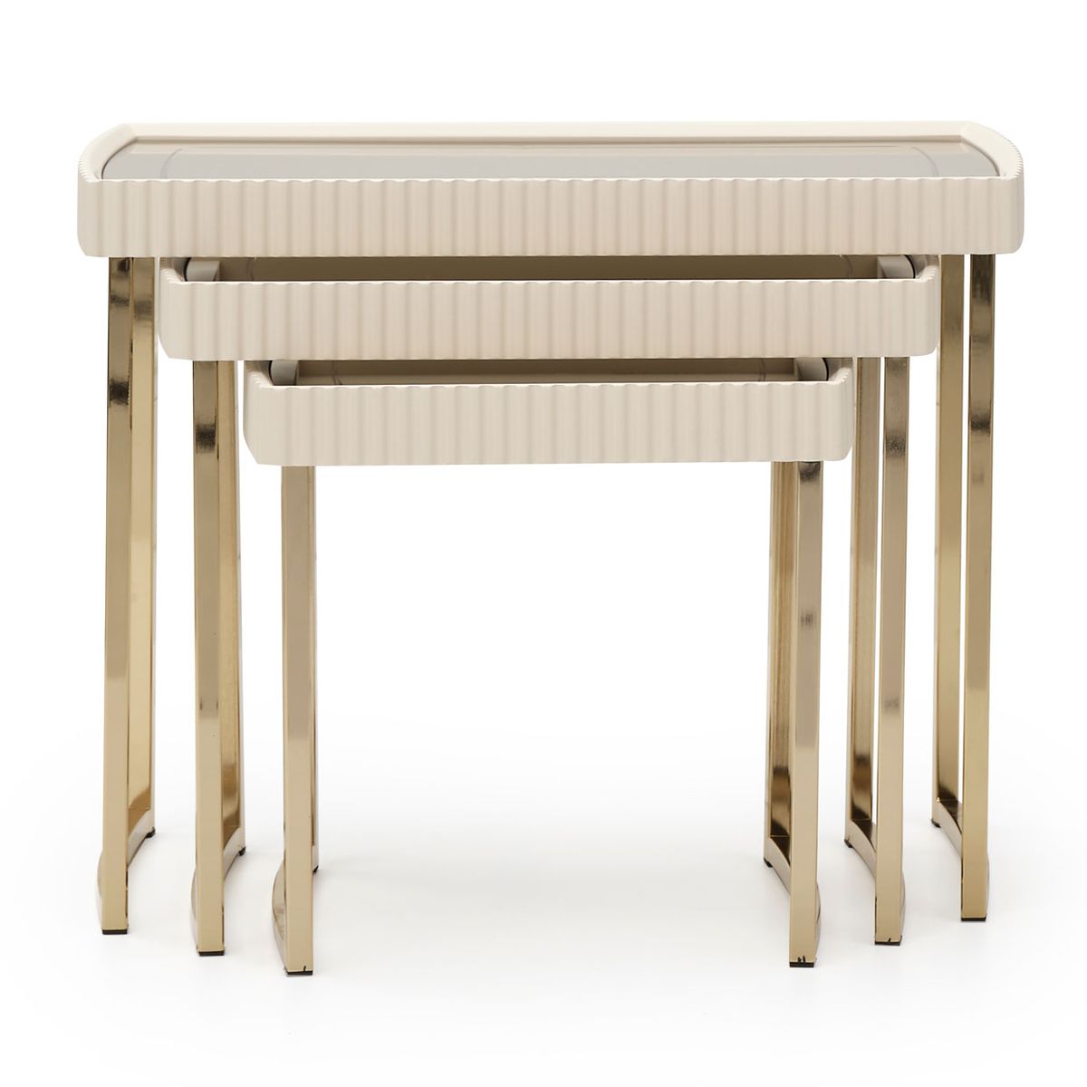 AICO Lisbon Nesting Tables in Silken Matte Cream