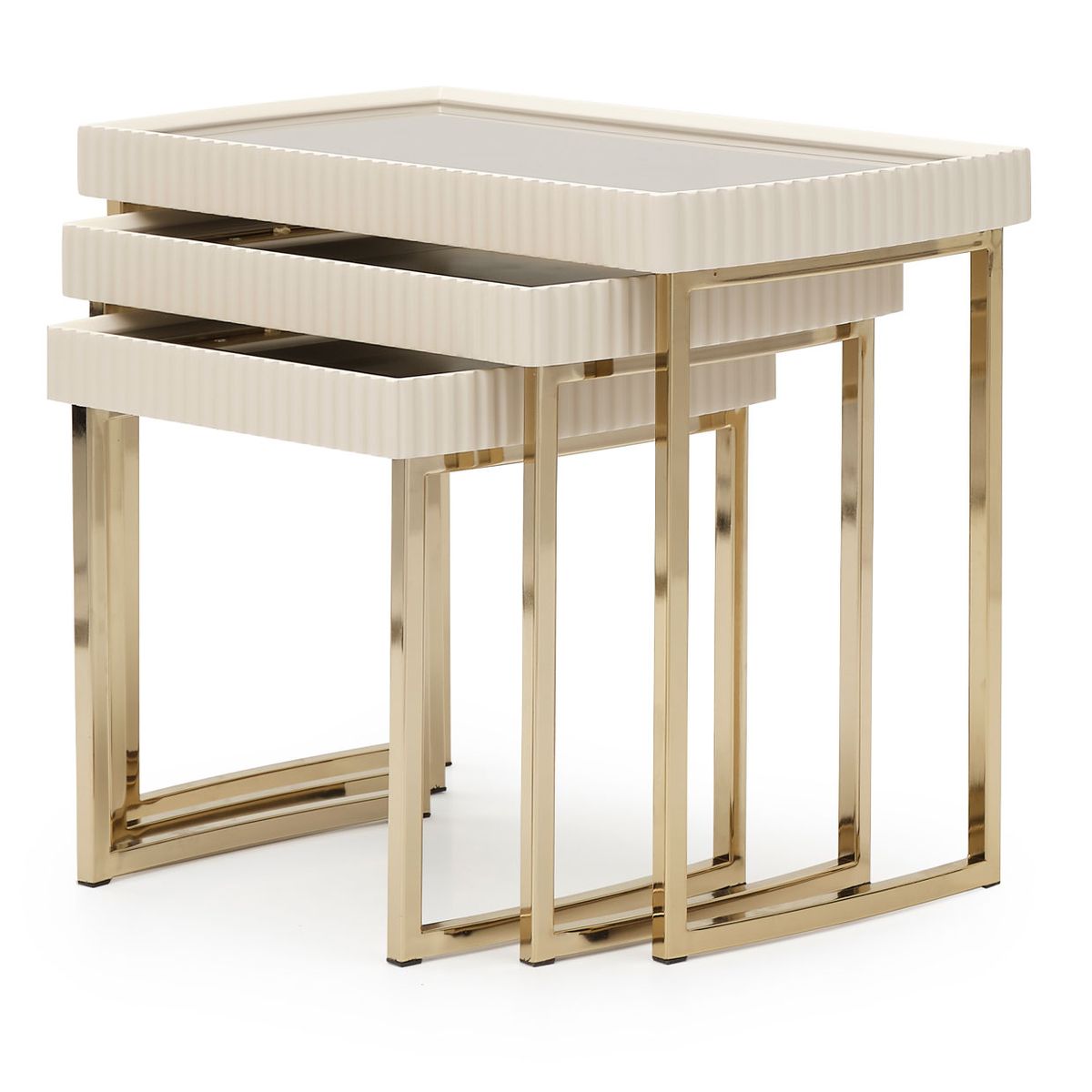 AICO Lisbon Nesting Tables in Silken Matte Cream - Luxury Home Furniture (MI)