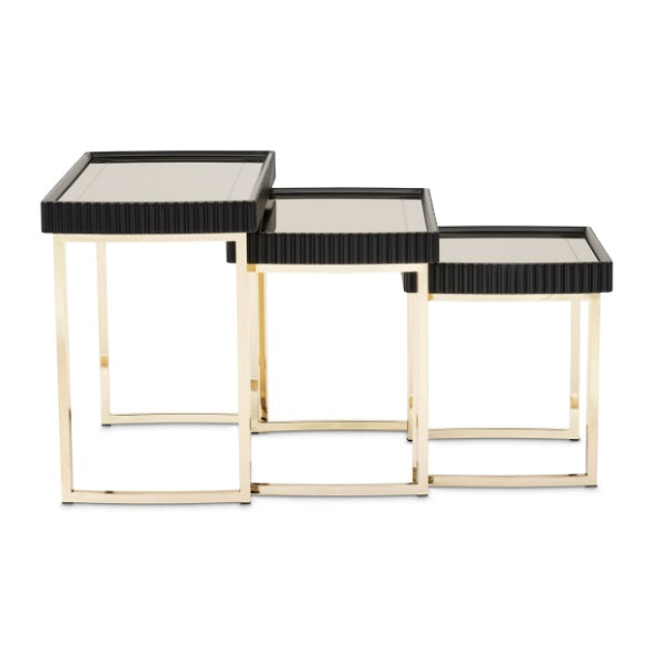 AICO Furniture Lisbon Nesting Table in Silken Matte Black - Luxury Home Furniture (MI)
