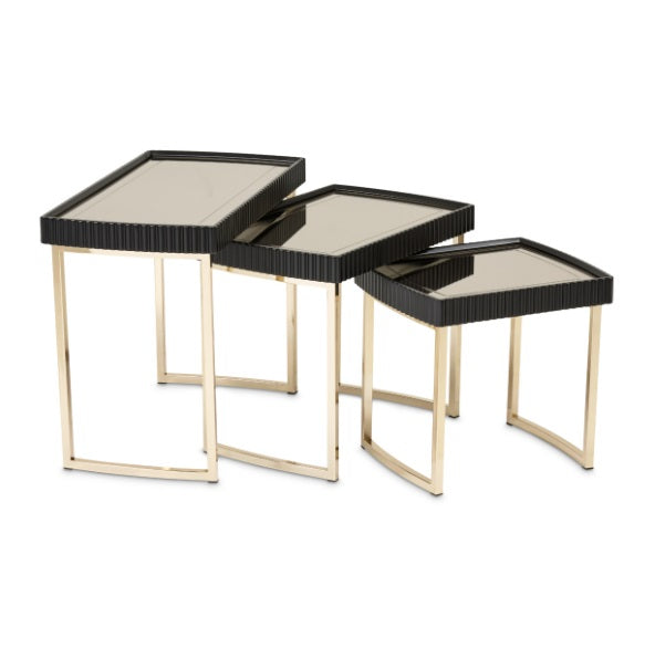 AICO Furniture Lisbon Nesting Table in Silken Matte Black - Luxury Home Furniture (MI)