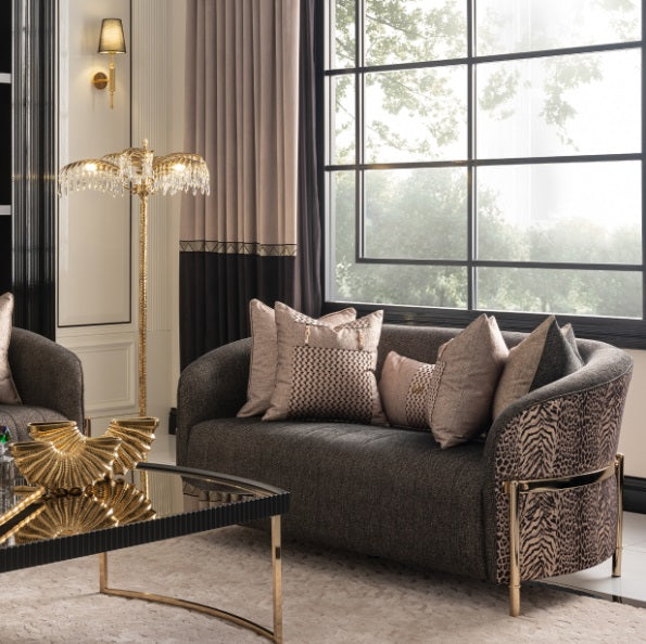 AICO Furniture Lisbon Loveseat in Onyx Gold - Luxury Home Furniture (MI)
