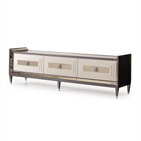 AICO Lousanne Media Cabinet in Glossy Mocha Sand - Luxury Home Furniture (MI)