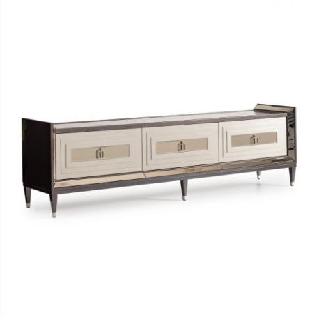 AICO Lousanne Media Cabinet in Glossy Mocha Sand - Luxury Home Furniture (MI)