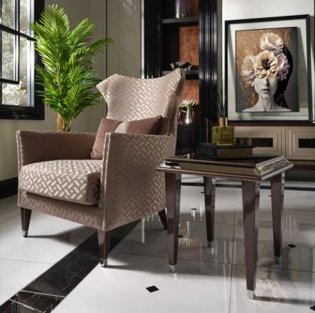 AICO Lousanne Side Table in Glossy Mocha Sand - Luxury Home Furniture (MI)