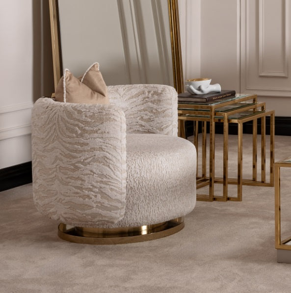 AICO Furniture Savannah Breeze 3pc Nesting Tables Set in Bright Gold - Luxury Home Furniture (MI)