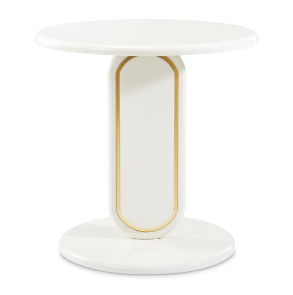 AICO Furniture Sassani End Table in Pearl White/Gold - Luxury Home Furniture (MI)