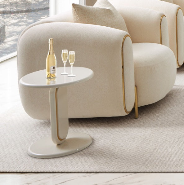AICO Furniture Sassani End Table in Pearl White/Gold - Luxury Home Furniture (MI)