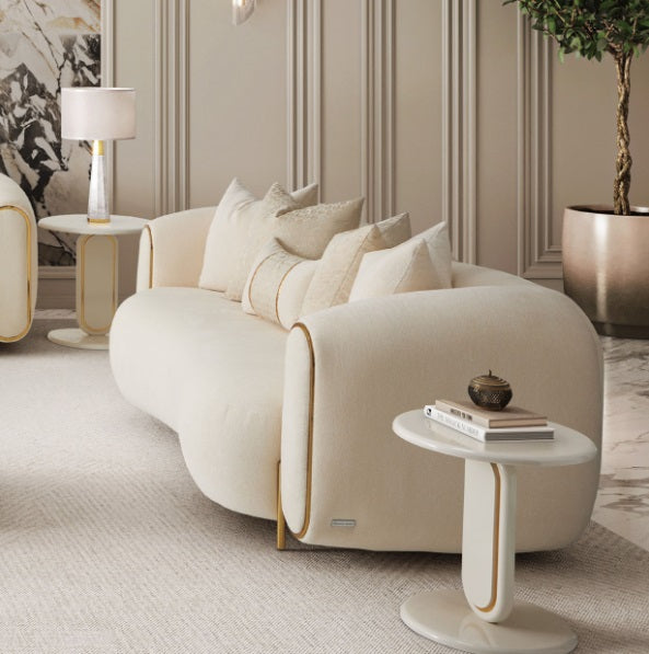 AICO Furniture Sassani Loveseat Crepe in Gold - Luxury Home Furniture (MI)
